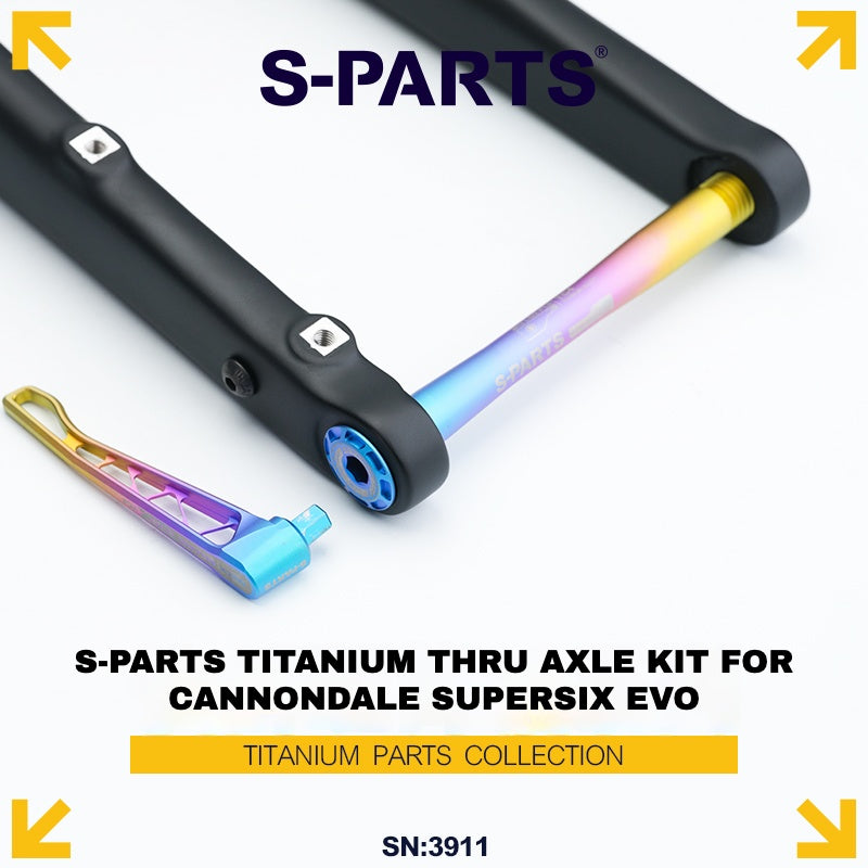 Kit d'axe traversant en titane S-PARTS pour Cannondale SuperSix EVO (avant+arrière, design sans outil) – 57,99 g | 8 couleurs anodisées