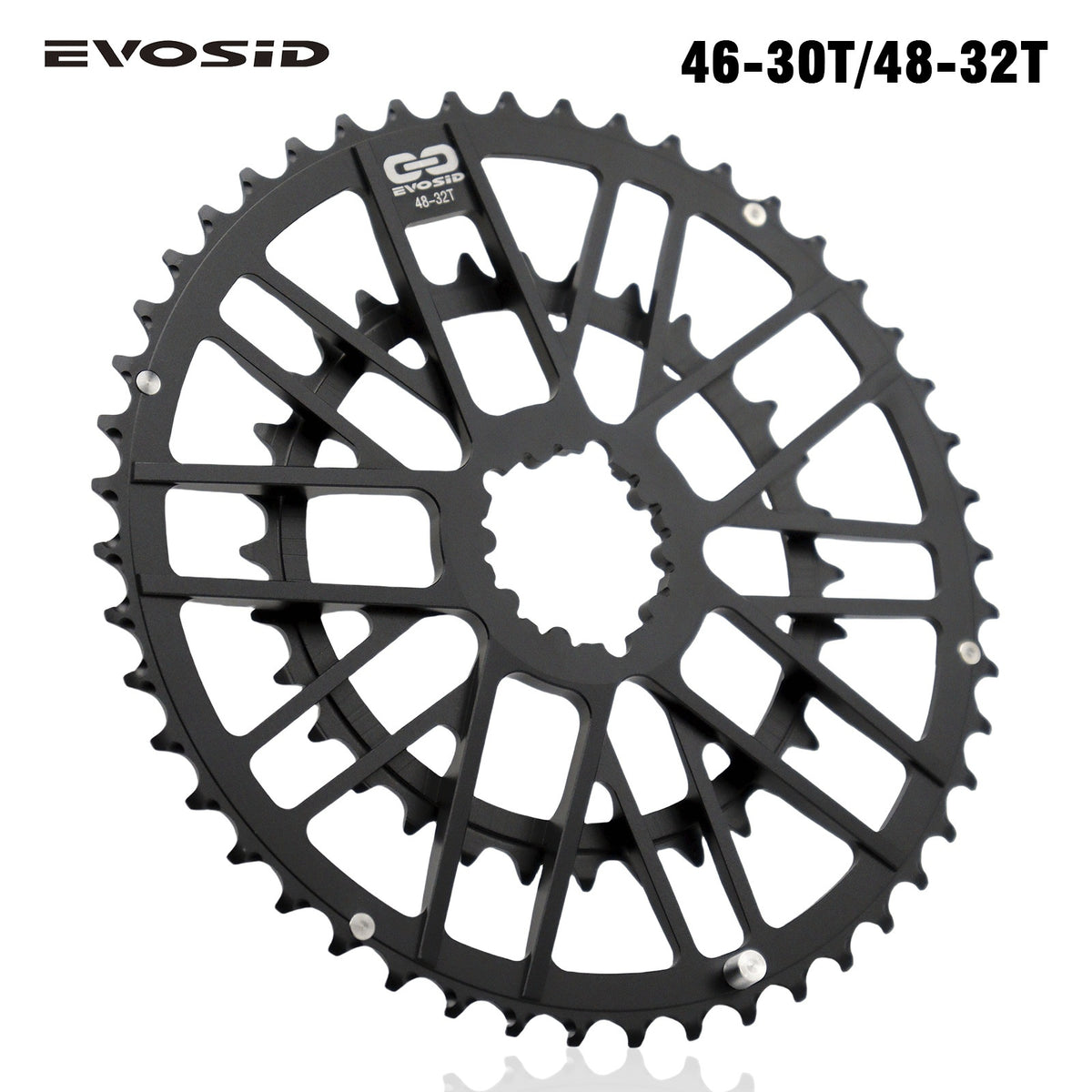 EVOSID CNC 로드 바이크 체인링 세트 | 46-30T / 48-32T | 7075-T6 알루미늄 | 3-볼트 직결 마운트 | GXP 크랭크 호환