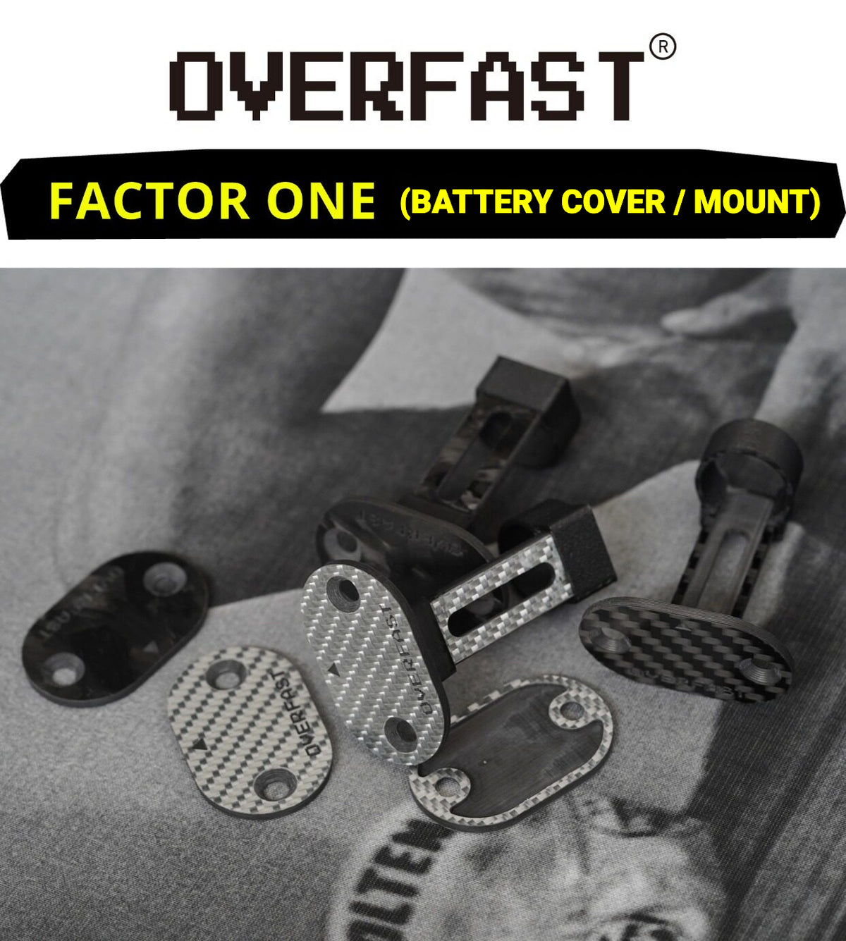 OVERFAST FACTOR ONE Carbon Fiber Battery Cover & Mount | Ultra-Lightweight from 2g