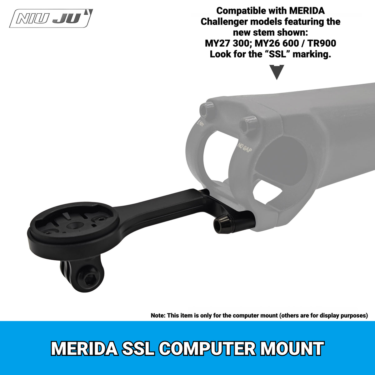 NIUJU Computer Mount for MERIDA SSL Aluminum Stem | Garmin Wahoo Bike Computer Mount