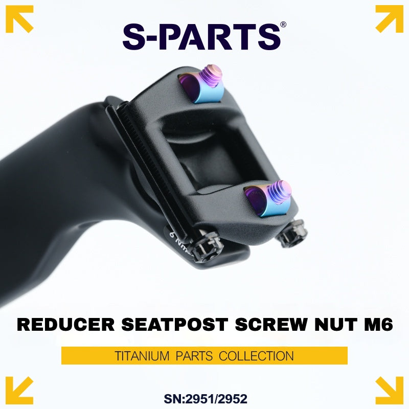 S-PARTS M6 티타늄 시트포스트 스텝다운 볼트 및 너트 키트 – 다양한 길이 및 색상