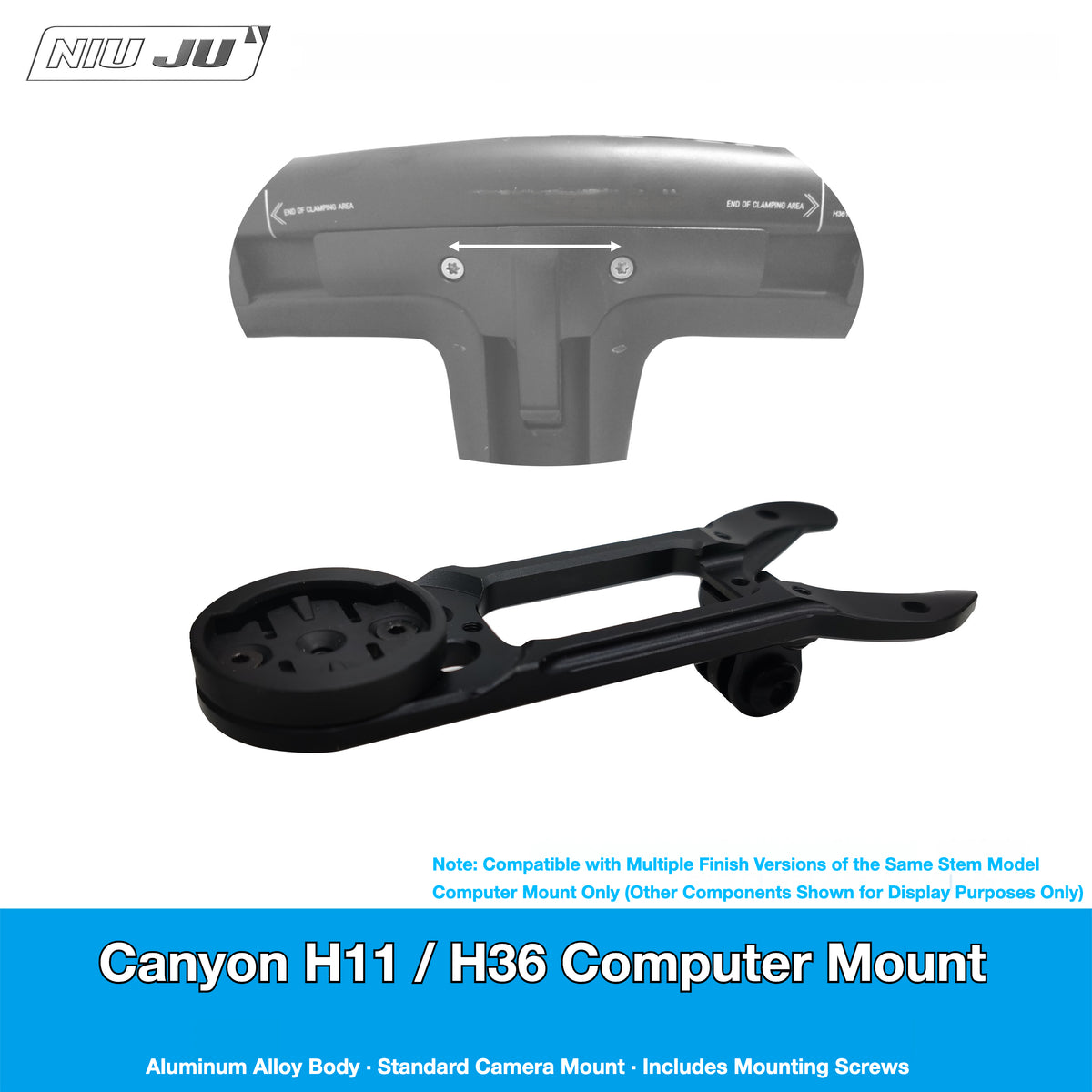 NIUJU Canyon H36 / H11 Computer Mount | Aero Integrated Cockpit Garmin Wahoo Extension Mount