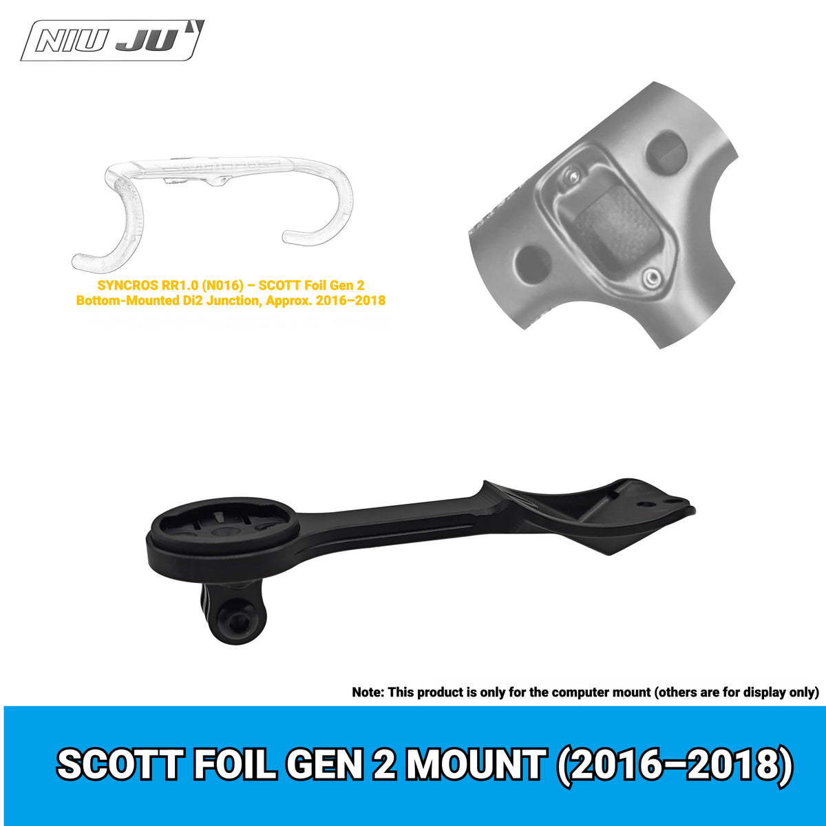 NIUJU Computer Mount for SCOTT Foil Gen 2 Integrated Handlebar | Garmin Wahoo Di2 Mount