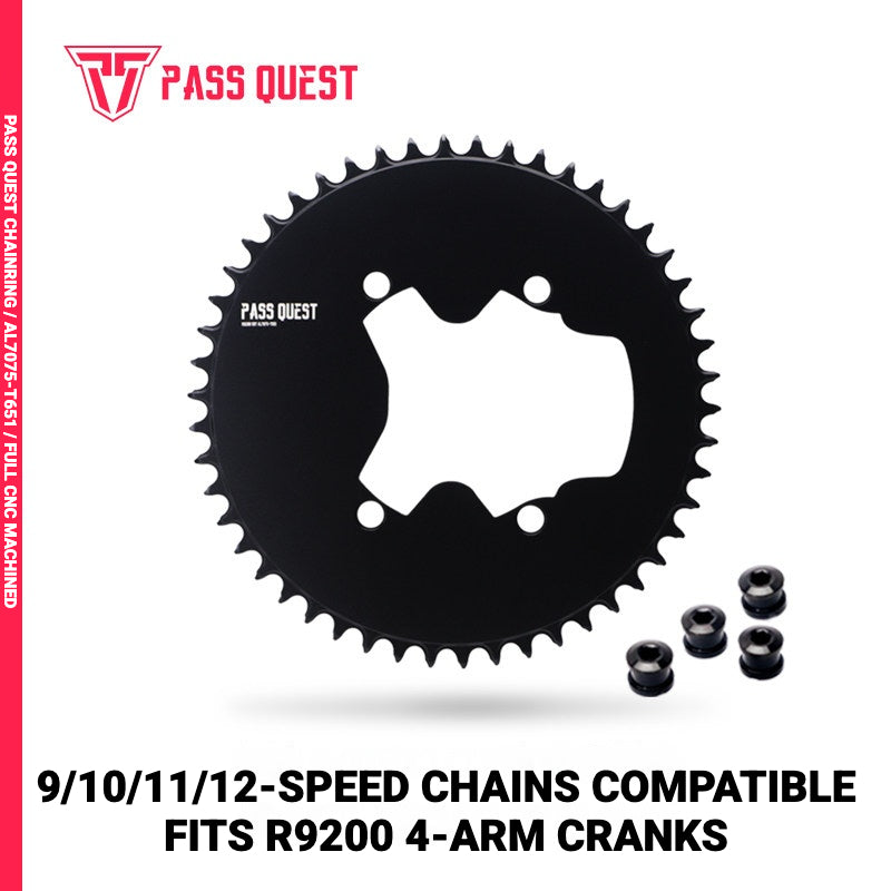 PASS QUEST Full-Profile 110BCD Narrow-Wide Chainring for Shimano R7100 / R8100 / R9200 | 42T–60T
