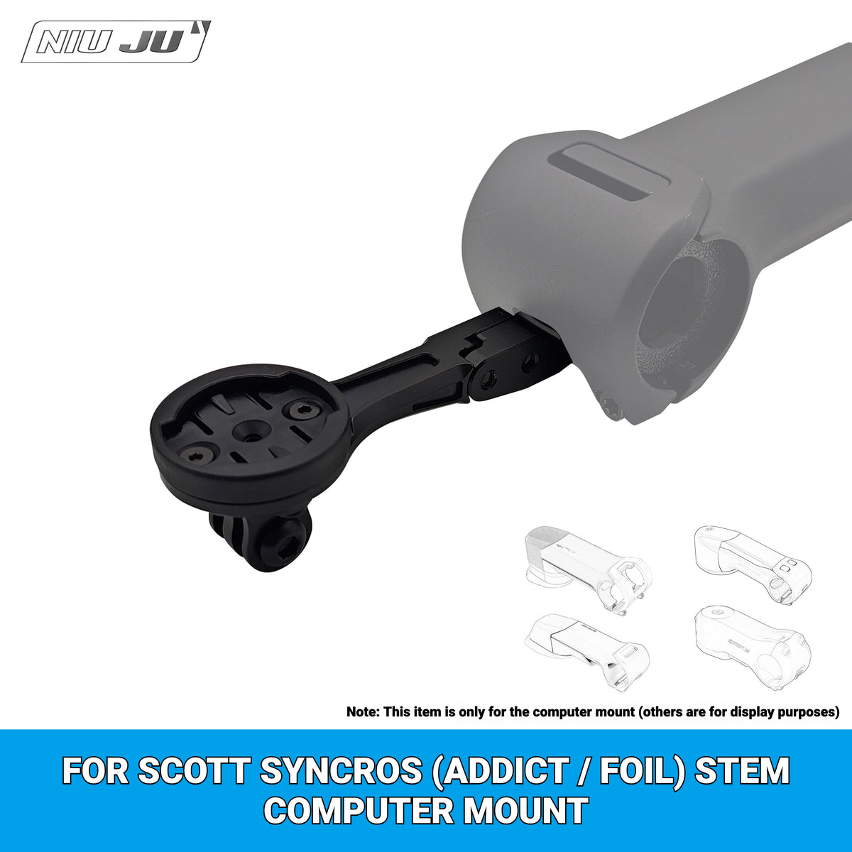 NIUJU CNC Aluminum Computer Mount for SCOTT Addict RC / Foil Aero Syncros Stems | Garmin Wahoo