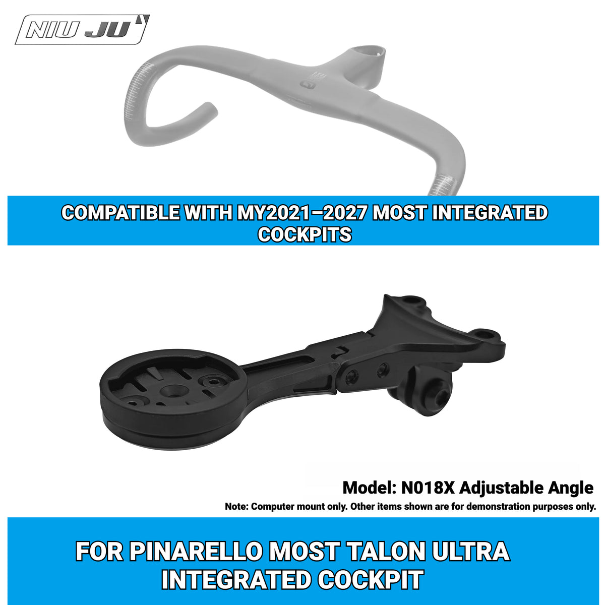NIUJU Computer Mount for Pinarello MOST Talon Ultra Light / Ultra Fast | Garmin Edge 1050 Extended Mount