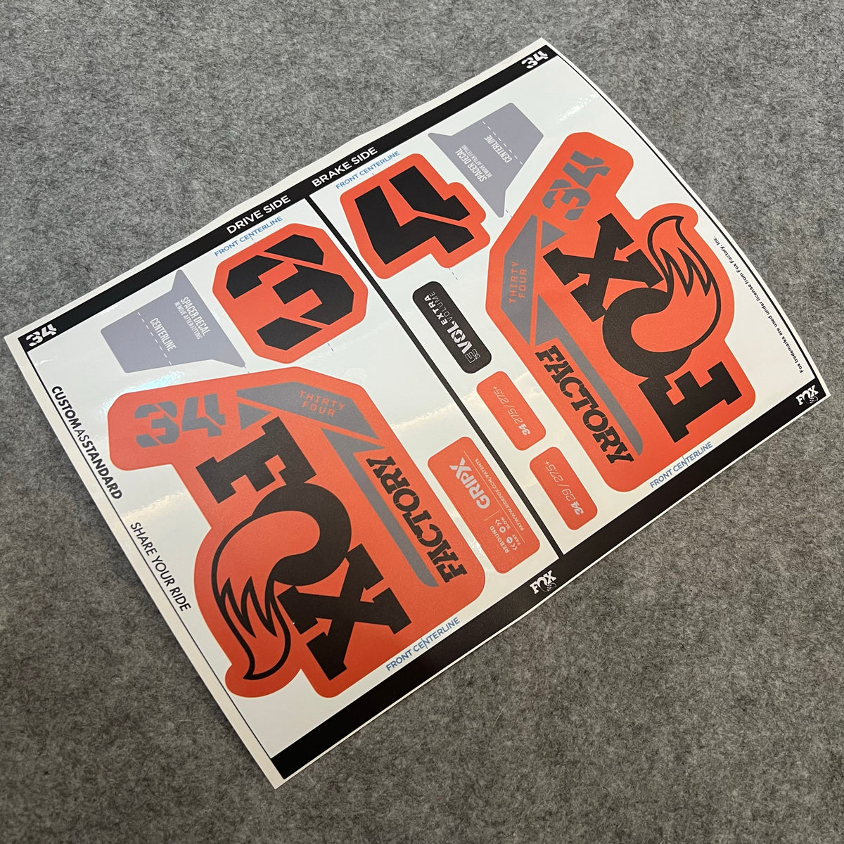 Custom Decal Kit for 2025 FOX 34 FACTORY Fork | Waterproof & Scratch-Resistant MTB Stickers | GRIP X