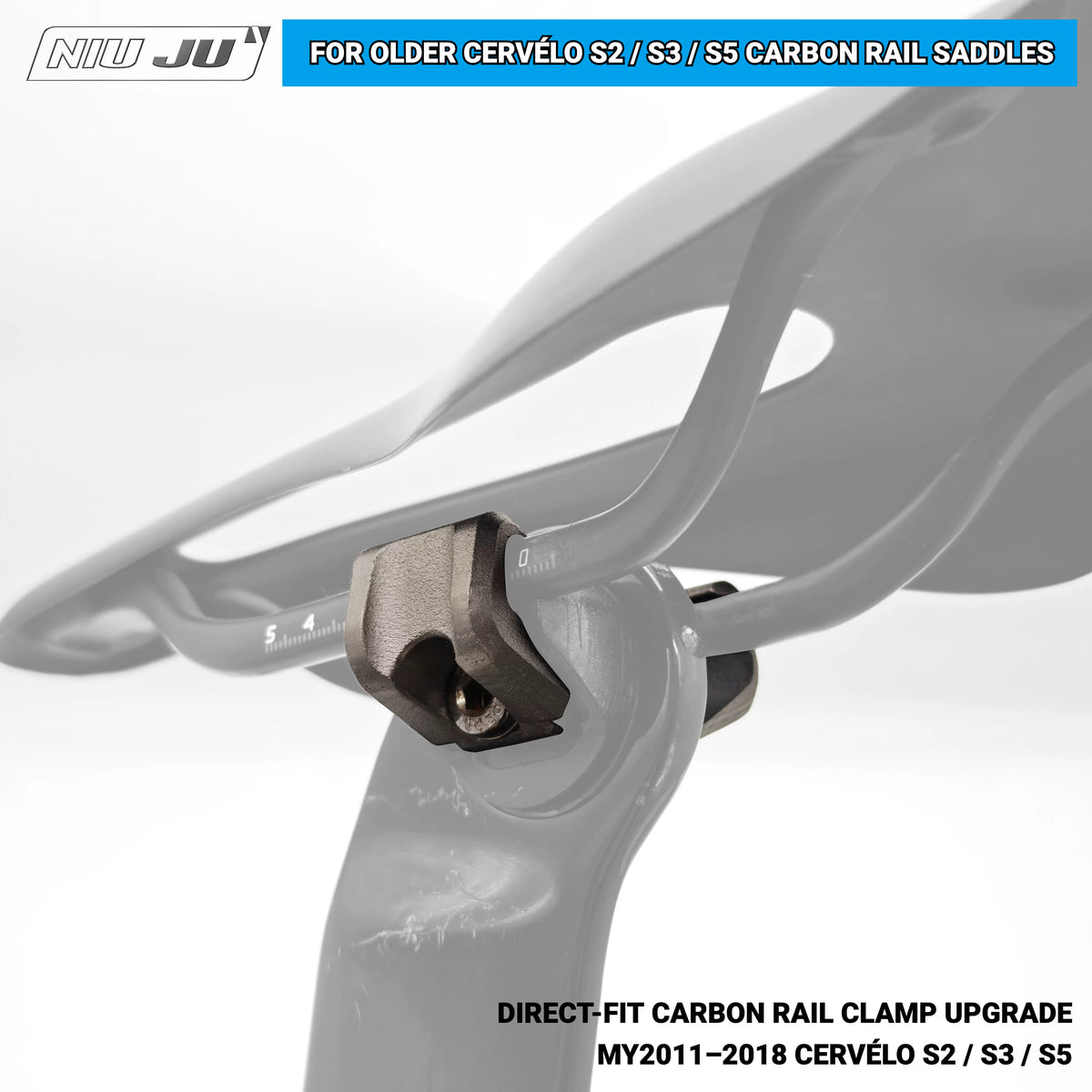 NIUJU TC4 Titanium Carbon Rail Saddle Clamp for Cervélo S2 S3 S5 MY2011–2018 | 7×9mm / 7×10mm