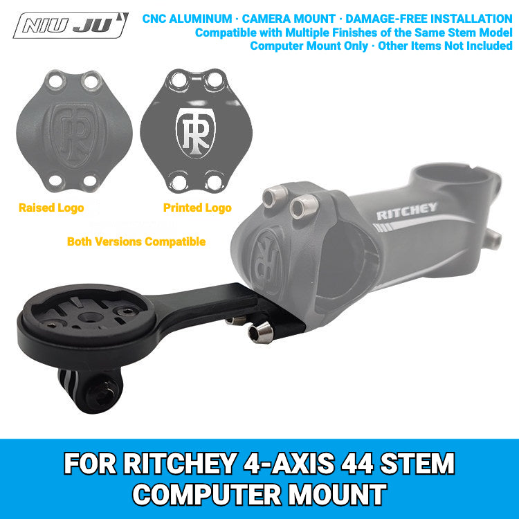 NIUJU CNC Aluminum Computer Mount for Ritchey 4-Axis 44 Stem | Drop-Style GoPro Mount