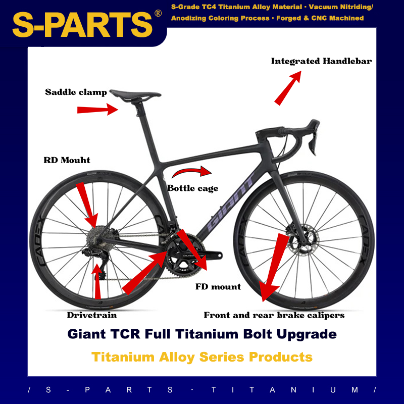 Aggiornamento in titanio S-Parts per Giant Propel 2023 SHIMANO 105 di2 (R7150/R7170) Shimano Dura Ace R9270 R9250 Di2 /SRAM RED AXS Vite Bullone Dado
