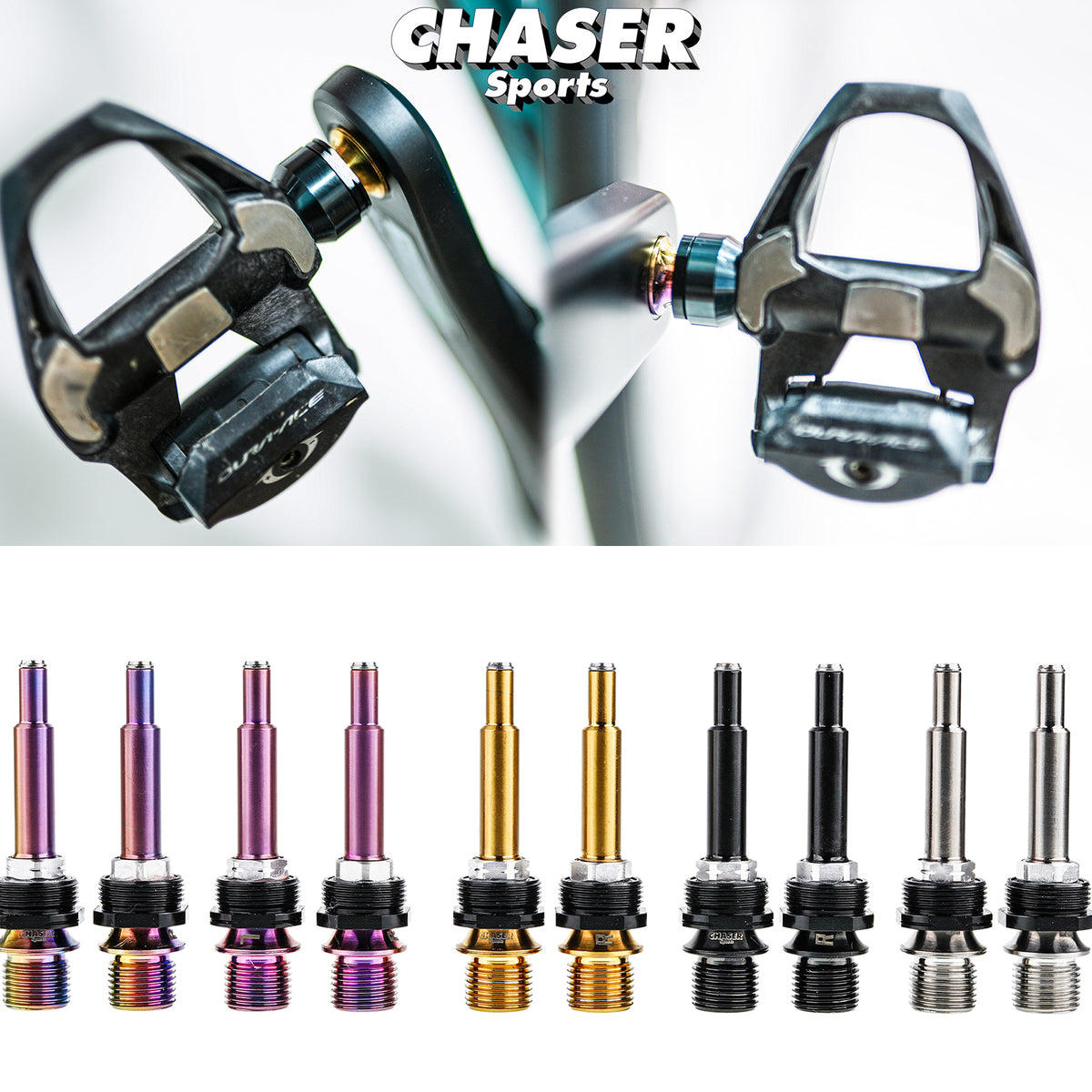 Chaser Titanium Pedal Axle Upgrade Kit for Shimano Dura-Ace R9100 Road Pedals
