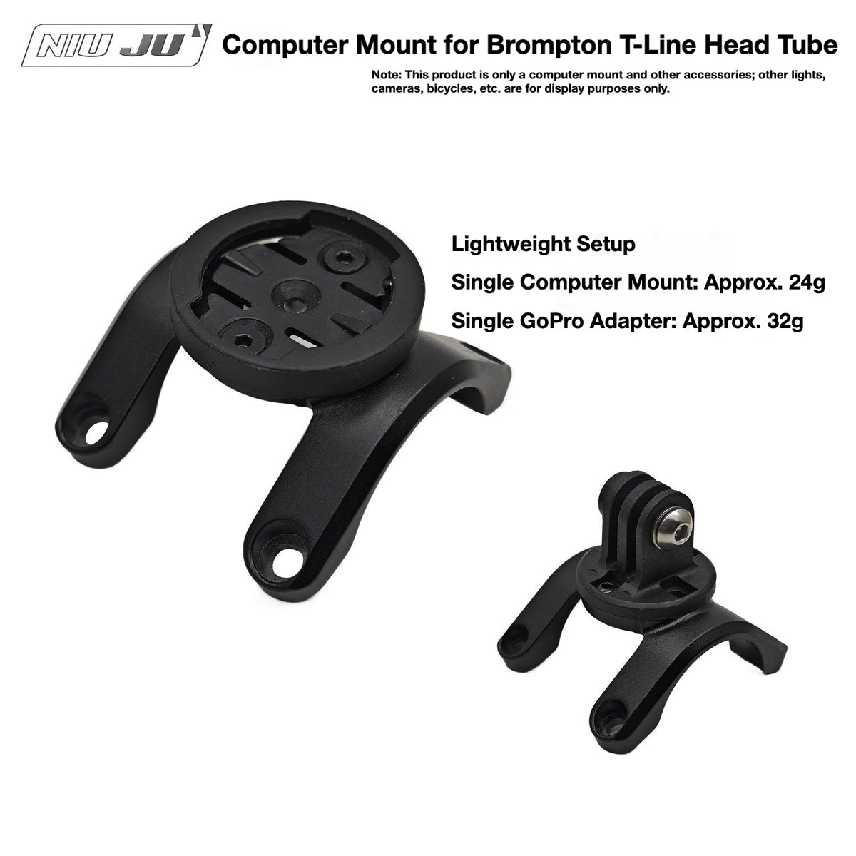 NIUJU Brompton T-Line Computer Mount | Titanium Brompton Garmin GoPro Adapter