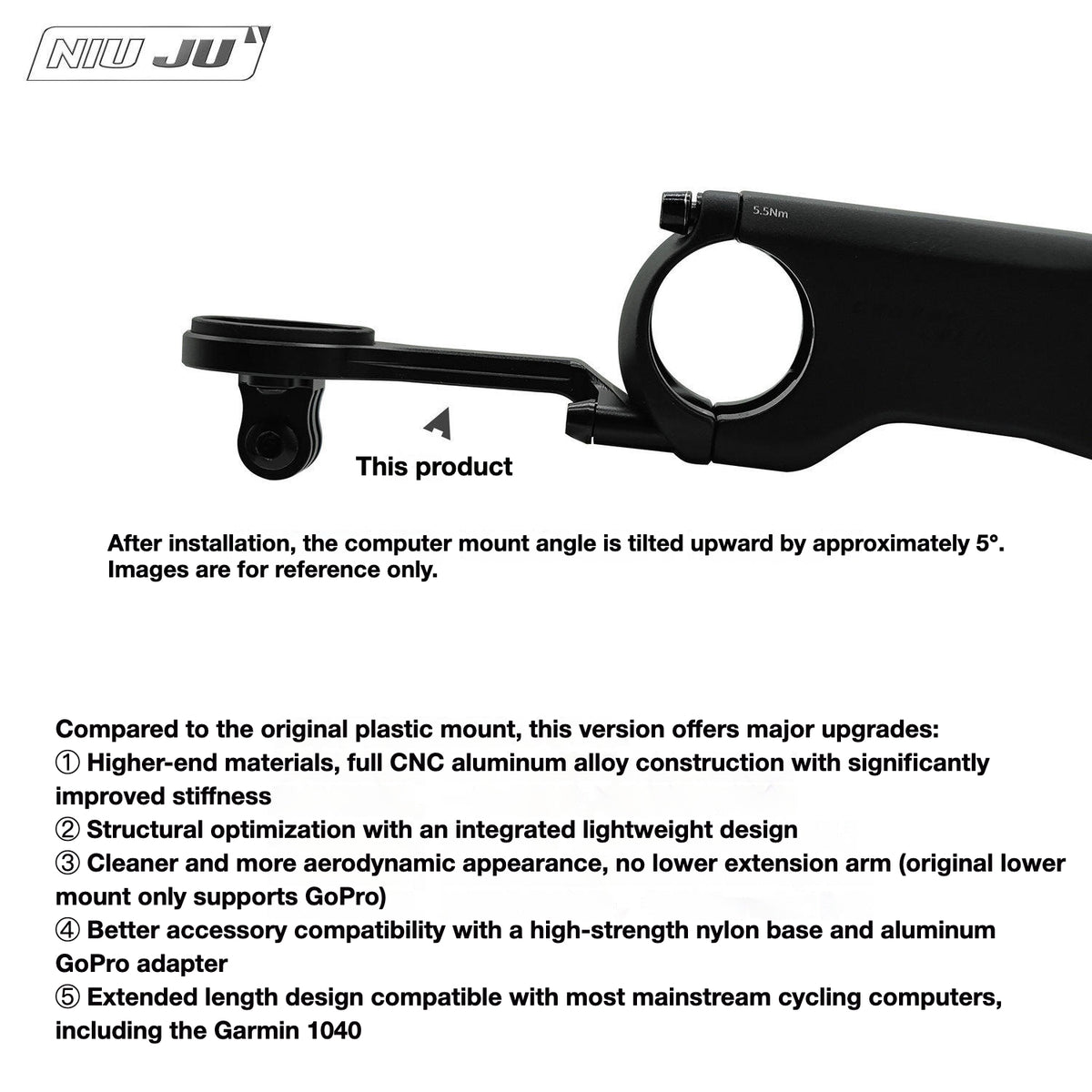 PAVEWAY Giant Contact SL Aero Computer Mount | Titanium Bike Computer Mount for New Giant Propel