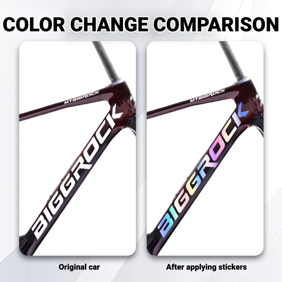 BIGROCK Aero Road Bike Frame Logo Decals | Custom Waterproof OEM Style Color Change Stickers