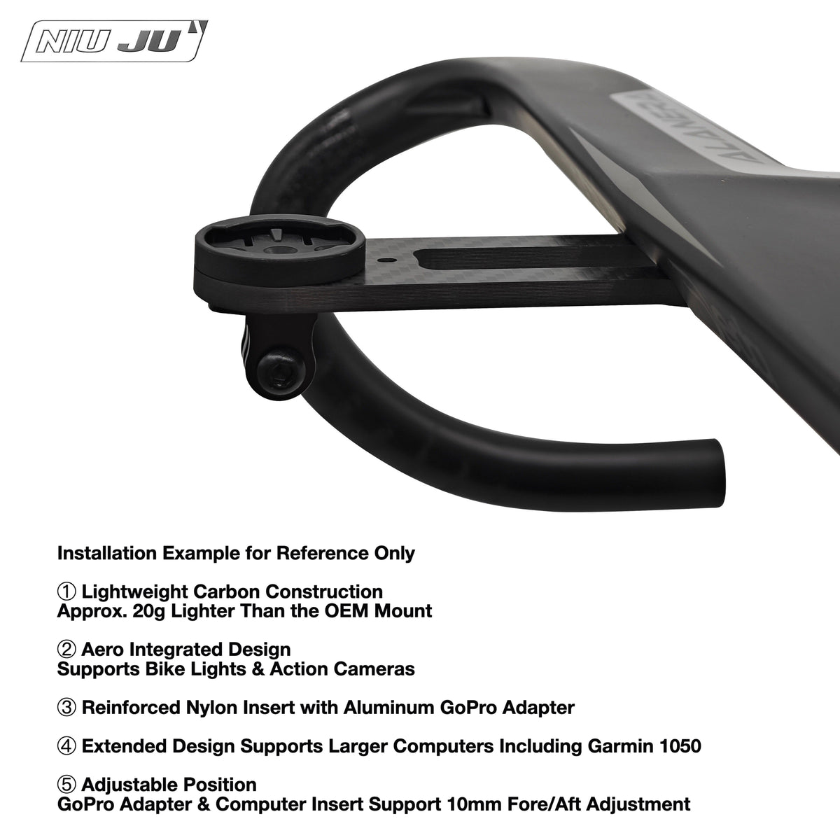 NIUJU DEDA ALANERA Aero Computer Mount | Carbon Garmin 1050 Wahoo Mount