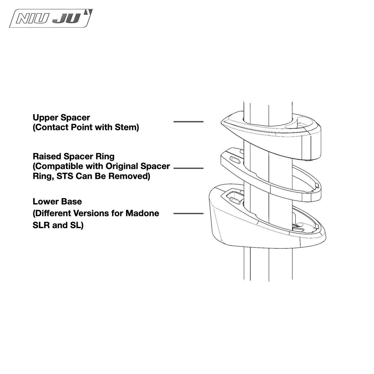 NIUJU Trek Madone SLR SL Headset Spacer – RSL Integrated Handlebar Compatible with Darimo / MCFK
