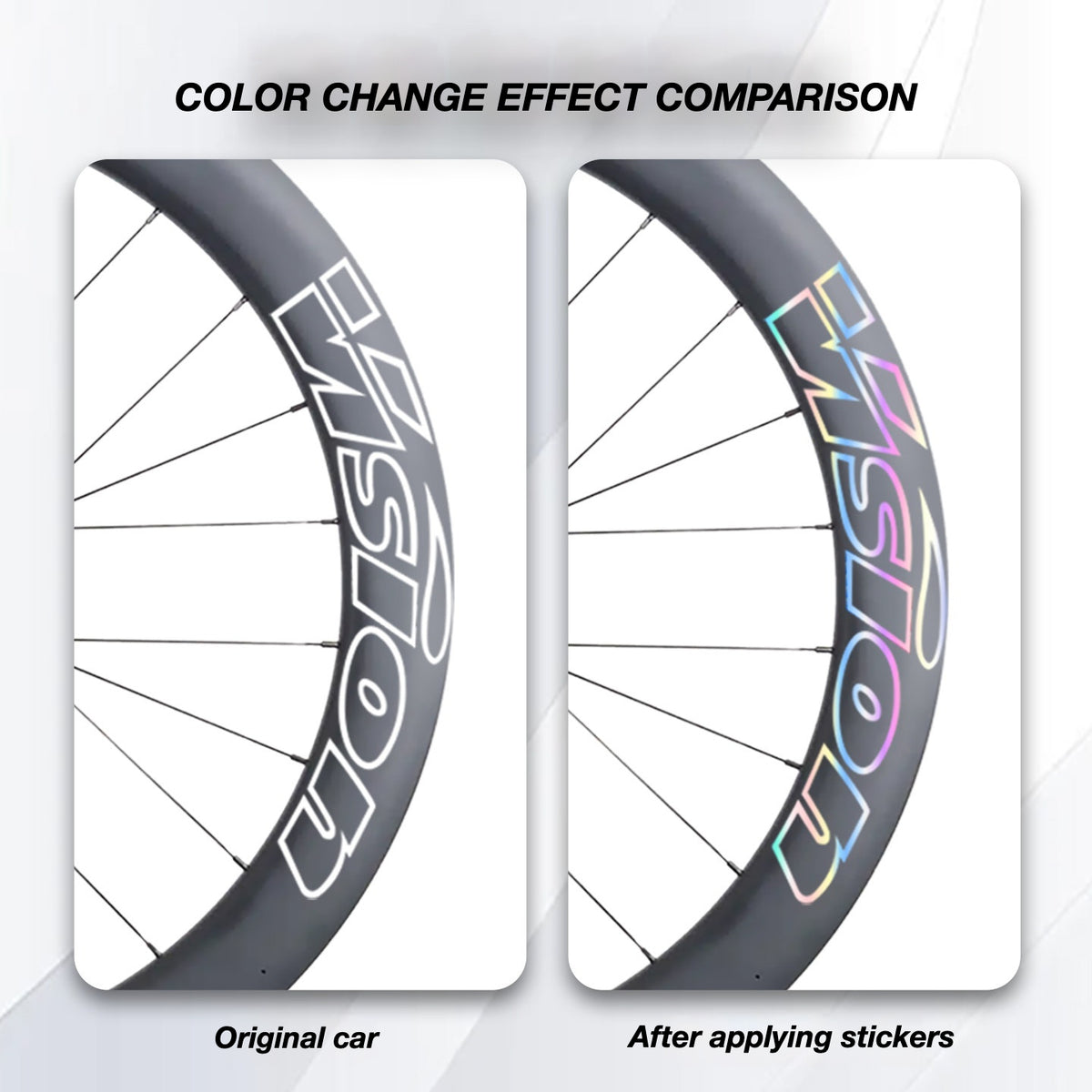 Custom Decal Kit for VISION SC60 Wheels | Road Bike Carbon Rim Wrap Stickers(Complete Wheelset Decal Kit + Spare Set)