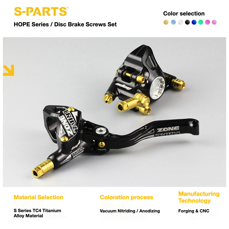 S-PARTS Titanium Brake Bolt Kit for HOPE V4 / TECH / RACE / TRAIL / ZONE | Ultra-Light MTB Brake Hardware
