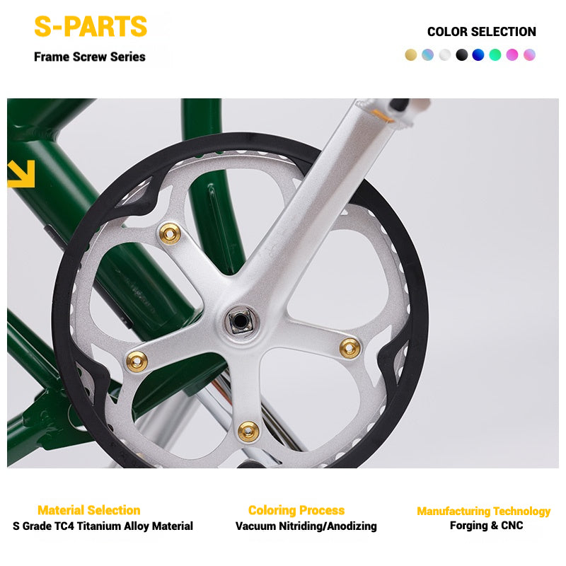 Kit d'amélioration de boulons en titane S-PARTS pour Brompton | Ensemble de visserie légère TC4 CNC pour cadre et charnière
