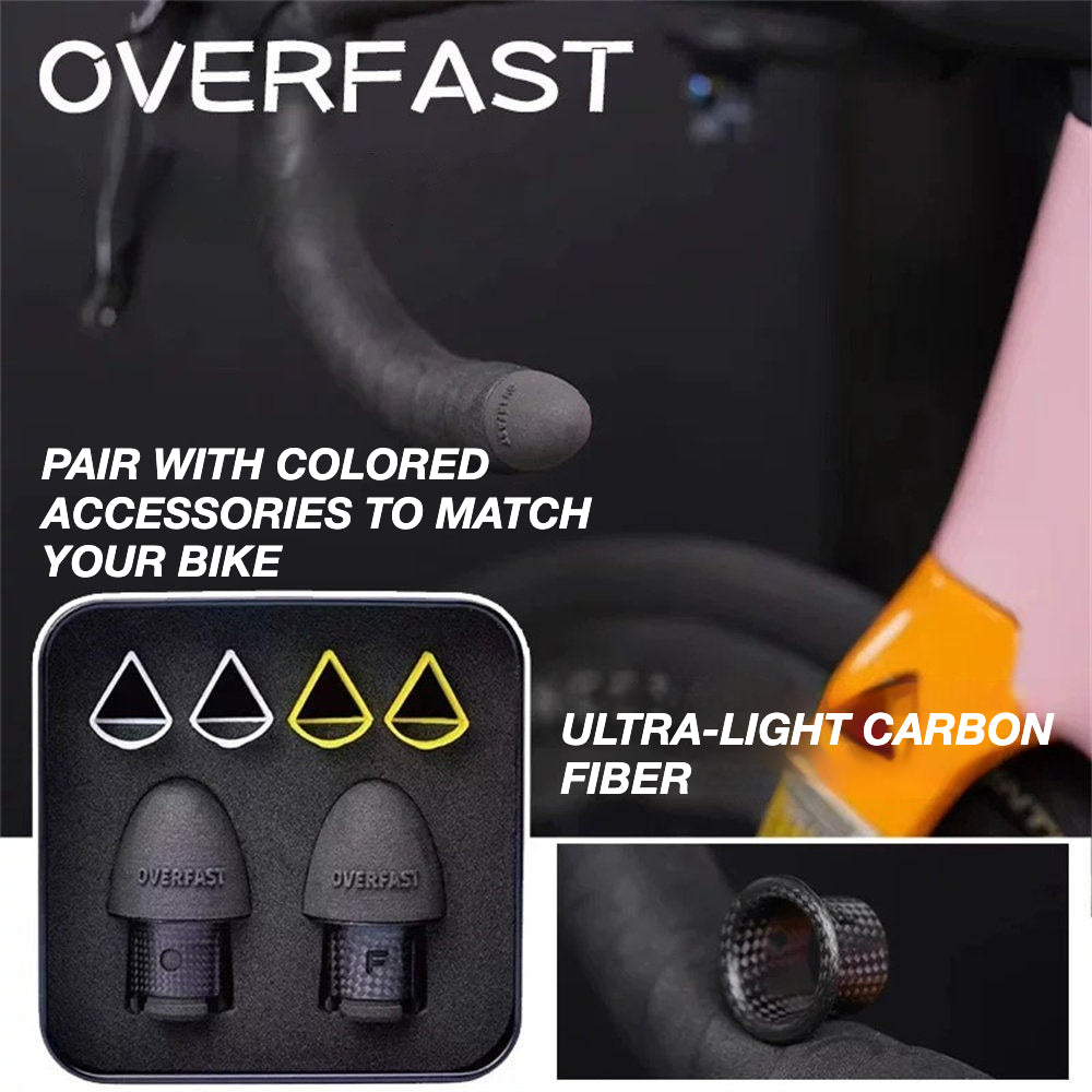 OVERFAST 1.77g Ultra-Light Carbon Fiber Bar End Plugs | Aero Road Bike Handlebar Caps