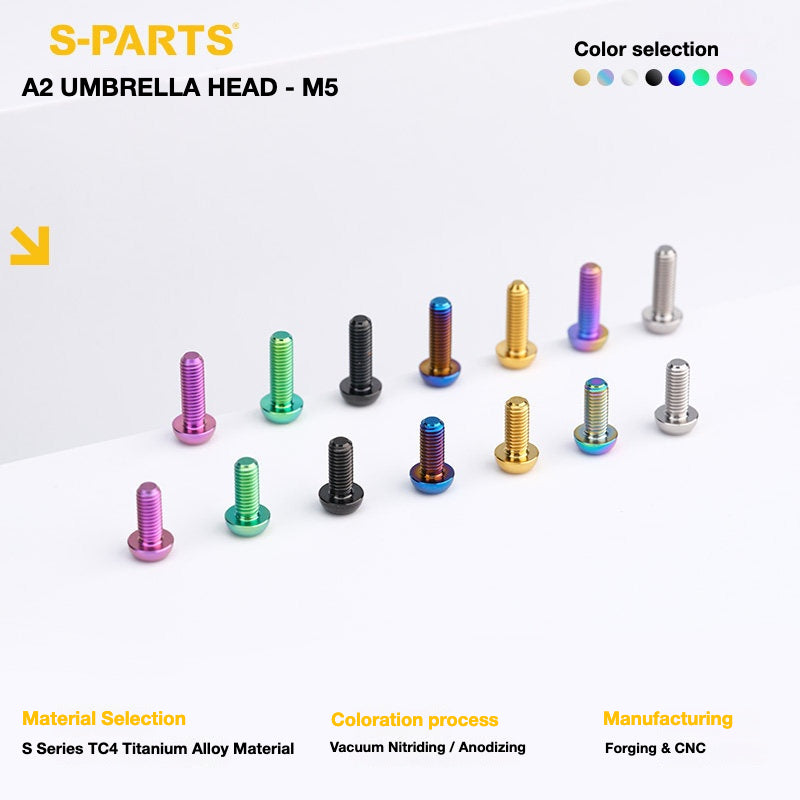 S-PARTS A2 Titanium UMBRELLA HEAD M5 x 8–34mm – TC4 Titanium Bike Hardware