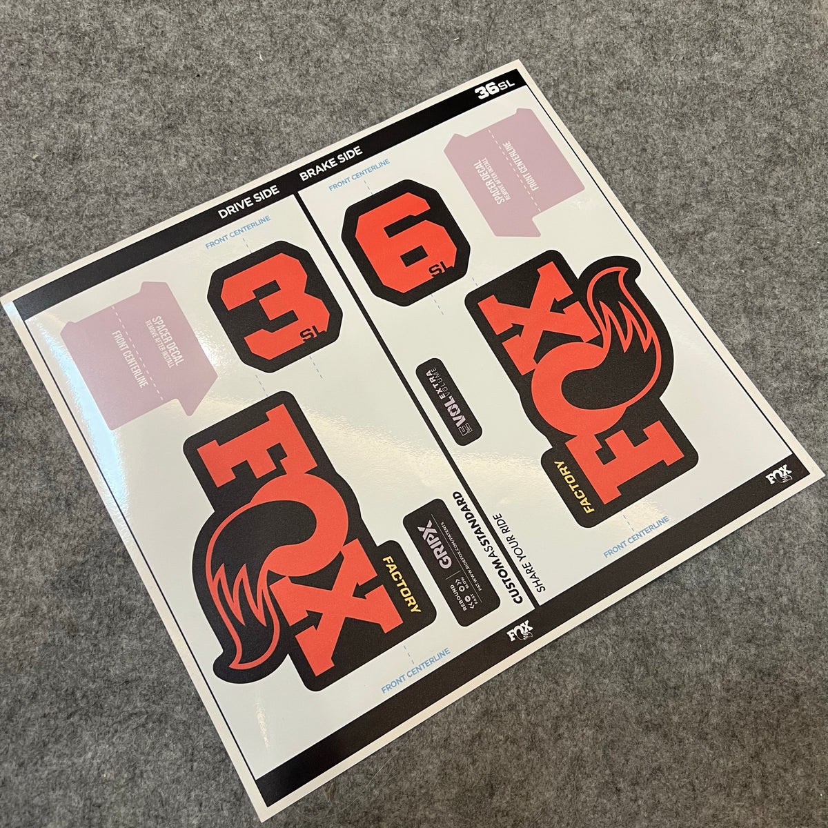 Custom Decal Kit for 2026 FOX 36 SL FACTORY Fork | 3M Waterproof MTB Fork Stickers