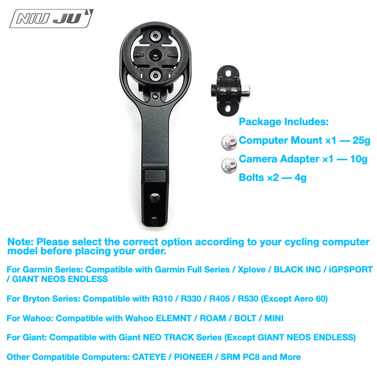 BLACK INC / FACTOR Computer Mount with GoPro Adapter – Garmin, Wahoo & Bryton Compatible