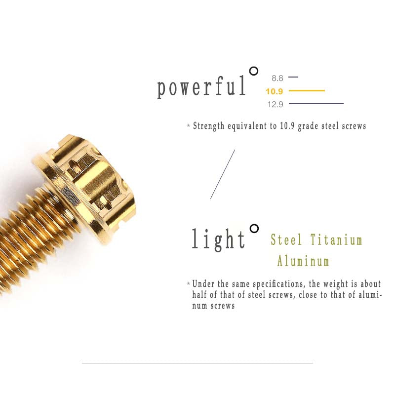 S-PARTS A3 Gold M4 Aleación de titanio Piezas estándar Tornillo para vehículo eléctrico Motocicleta Coche