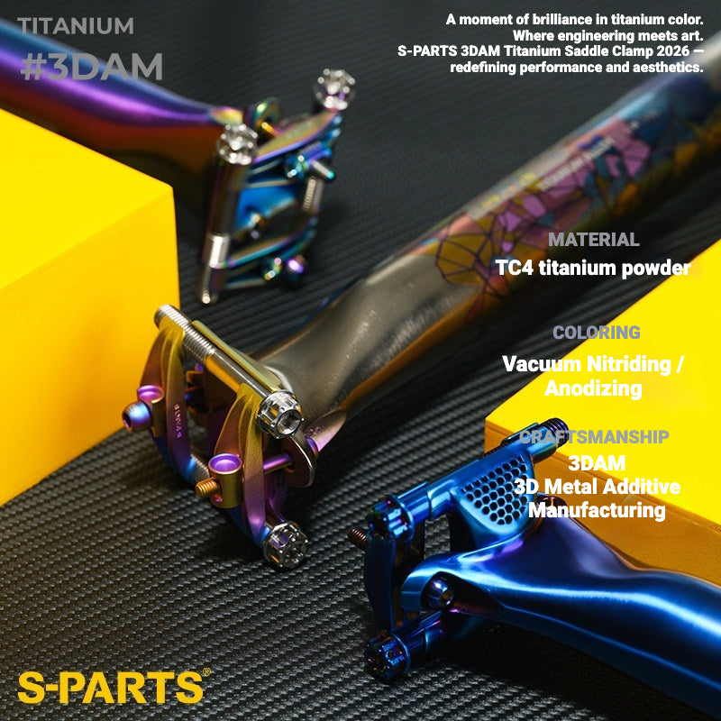 S-PARTS 3DAM Titanium Saddle Clamp Yoke Kit – Lightweight 3D Printed Titanium Upgrade