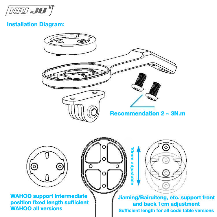 BLACK INC / FACTOR Computer Mount with GoPro Adapter – Garmin, Wahoo & Bryton Compatible