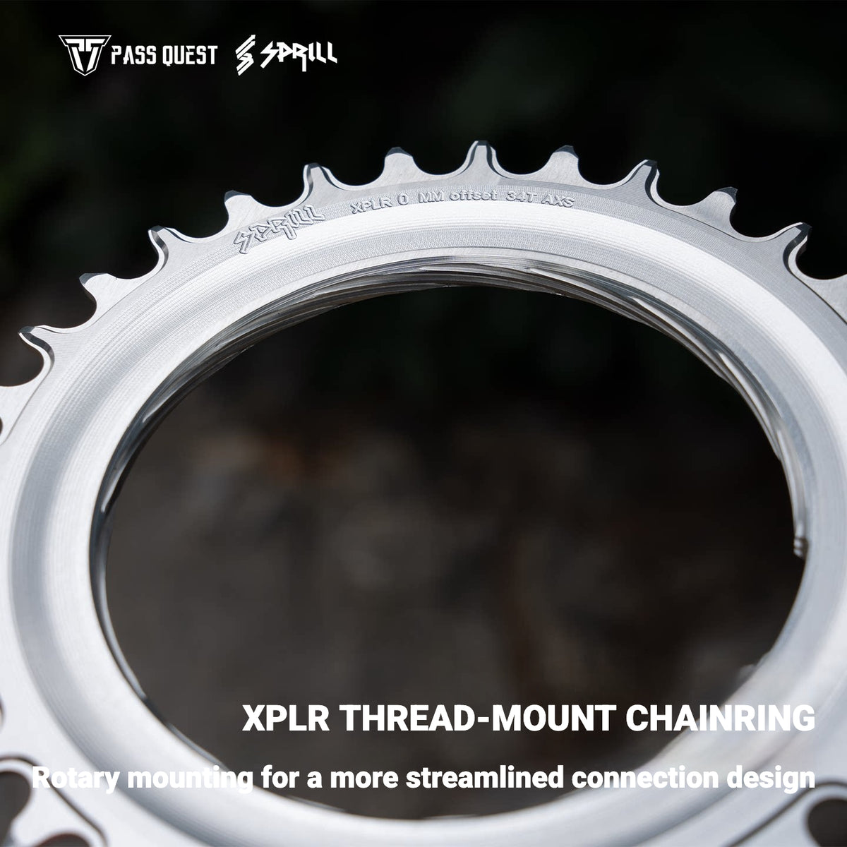 PASS QUEST XPLR 8-Bolt Narrow-Wide Chainring for E1 Power Meter | AXS 12/13-Speed 32T–40T