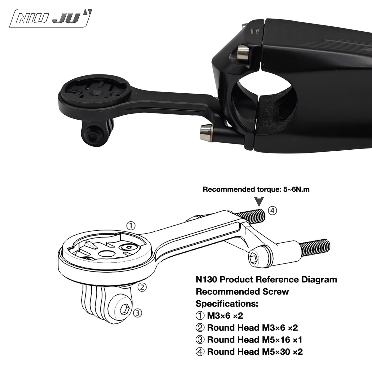 Torque Carbon Computer Mount Compatible with GIANT CONTACT SLR FLUX Stem