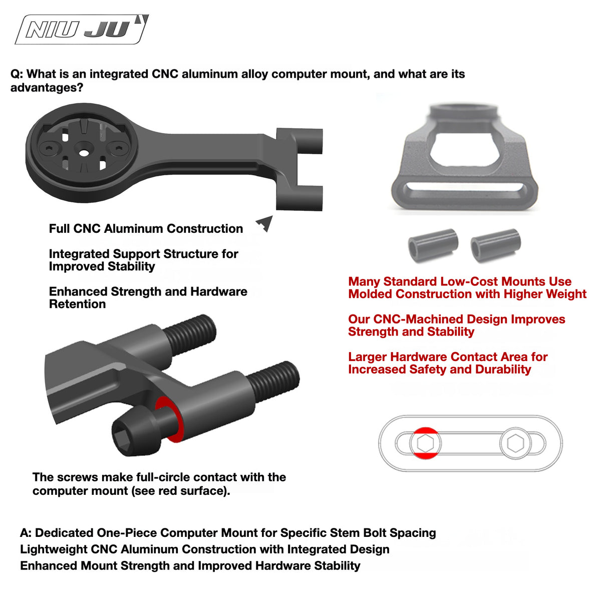 NIUJU DEDA Superleggero RS Computer Mount | Lightweight CNC Garmin Wahoo Mount