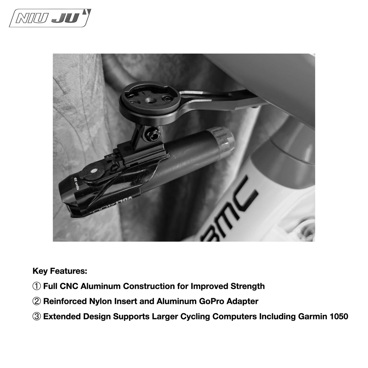 NIUJU BMC ICS Carbon Computer Mount | Garmin 1050 Wahoo Aero Cockpit Mount