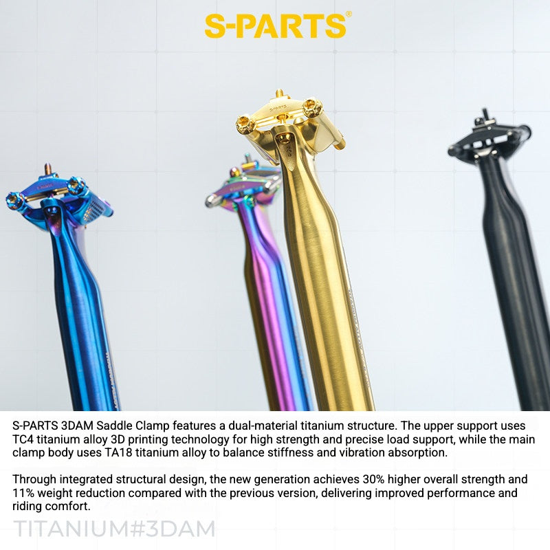 S-PARTS 3DAM Titanium Saddle Clamp Yoke Kit – Lightweight 3D Printed Titanium Upgrade