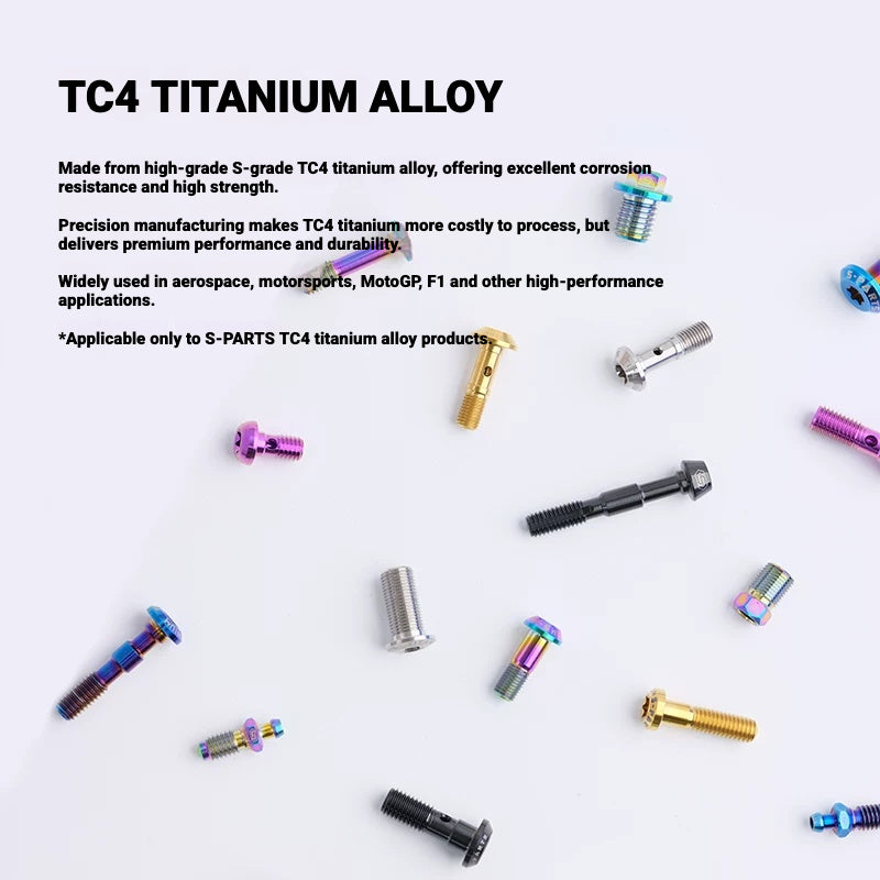 S-PARTS TC4 Titanium Disc Brake Caliper Bolts for Shimano SLX M7100 / XT M8100 M8120 / XTR M9120