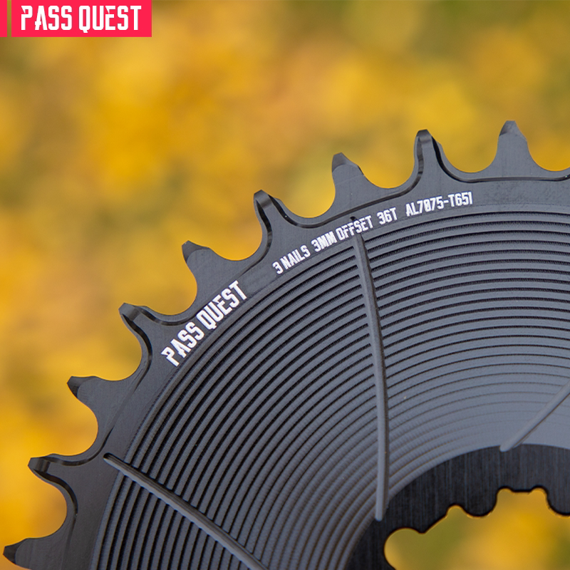 PASS QUEST 3-Bolt Direct Mount MTB Chainring for SRAM | 3mm Offset Narrow Wide 28T–38T