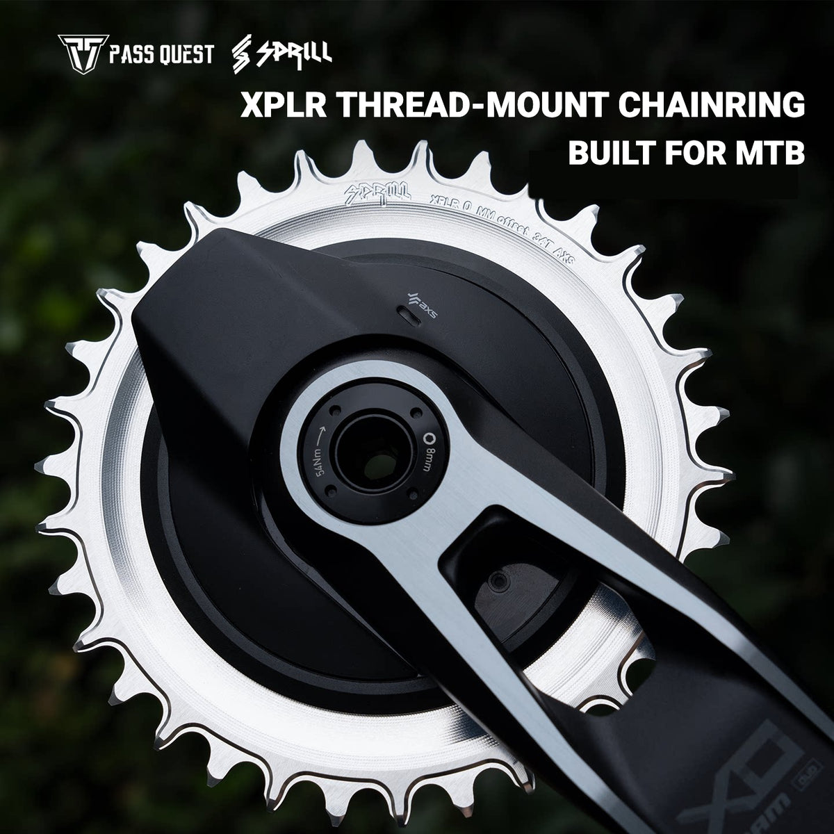 PASS QUEST XPLR 8-Bolt Narrow-Wide Chainring for E1 Power Meter | AXS 12/13-Speed 32T–40T