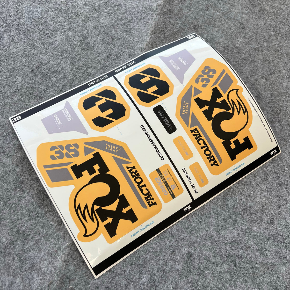Custom Decal Kit for 2025 FOX 38 FACTORY Fork | Waterproof MTB Suspension Stickers | GRIP X2