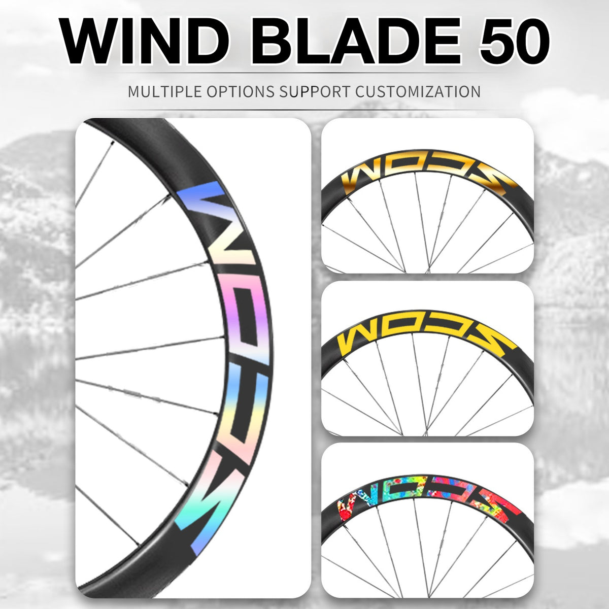 SCOM Wind Blade 50 Wheel Decal Sticker Kit – Logo Cover & Color Change