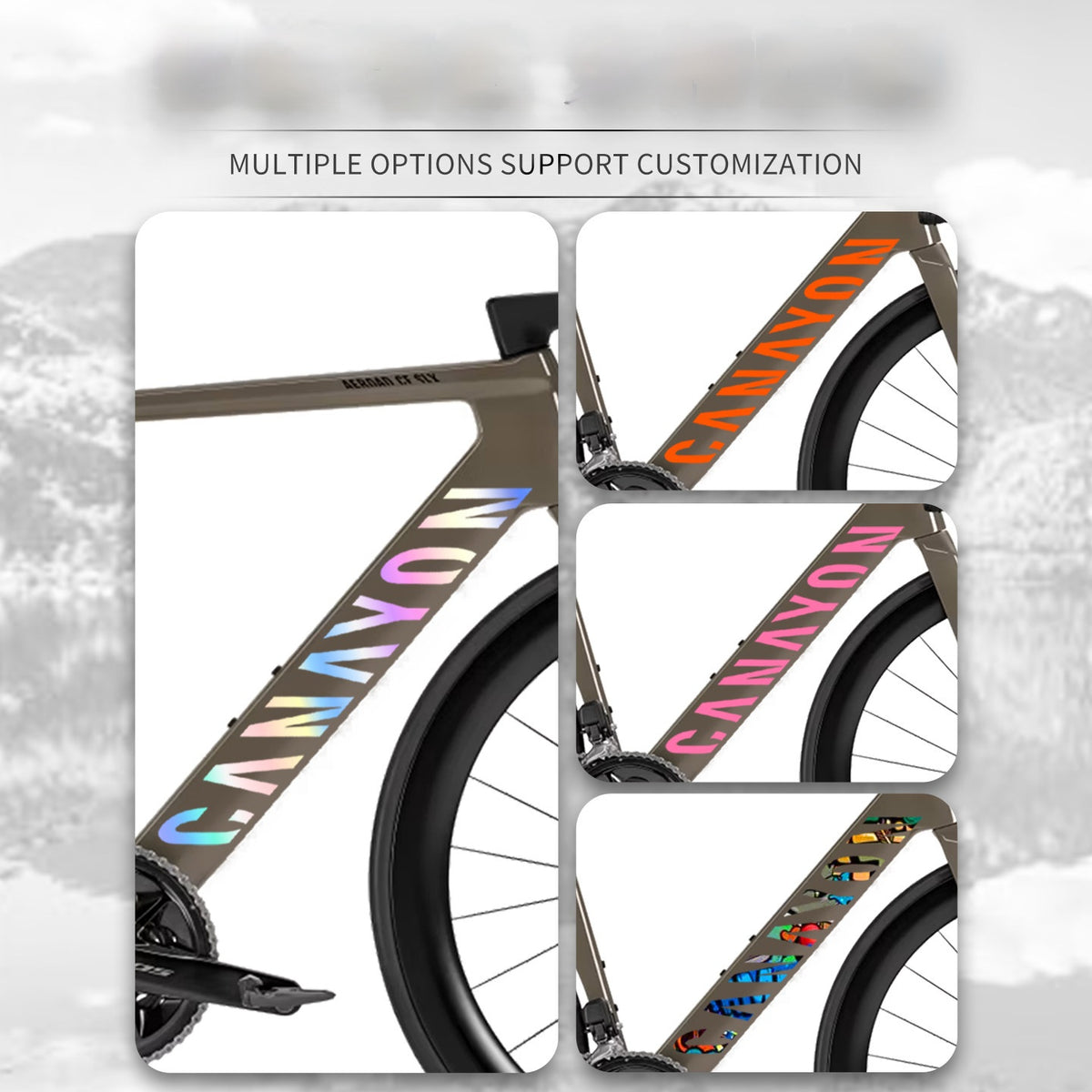 Kit de décalcomanies pour cadre de vélo de route | Autocollants pour tube diagonal ×2 + autocollant de guidon intégré | Compatible avec Canyon Aeroad CFR / CF SLX / CF SLX 8