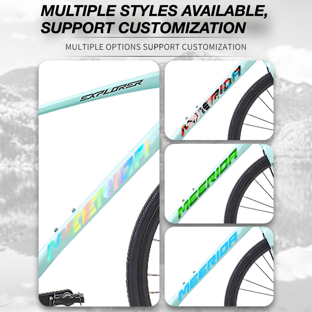 Custom OEM Logo Decals for Merida Explorer 300 / 500 Flat Bar Road Bike Frame | Waterproof Overlay Stickers