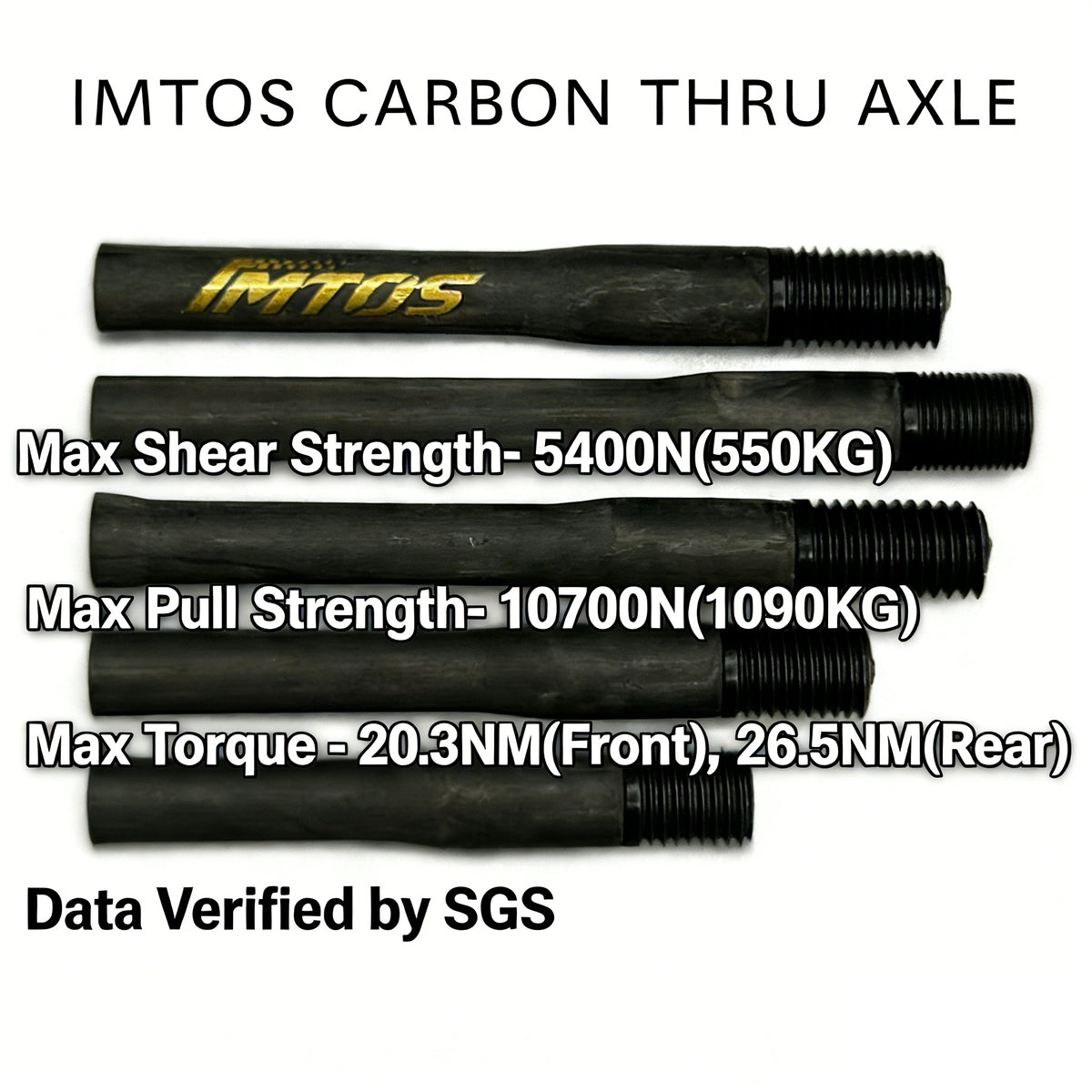 IMTOS 25–28g Ultra-Light Carbon Thru Axle for Road Bikes | P1.0 / P1.5 / P1.75 Universal