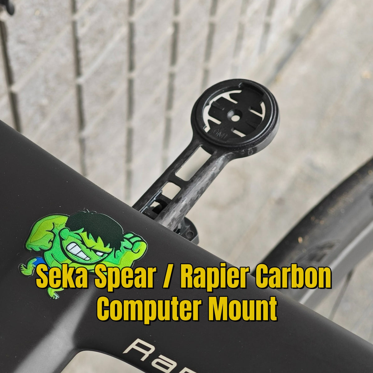 Support de compteur intégré en carbone Seka Spear / Rapier | Ultra-léger 10 g | Compatible Garmin 1050 | Vis en titane incluses