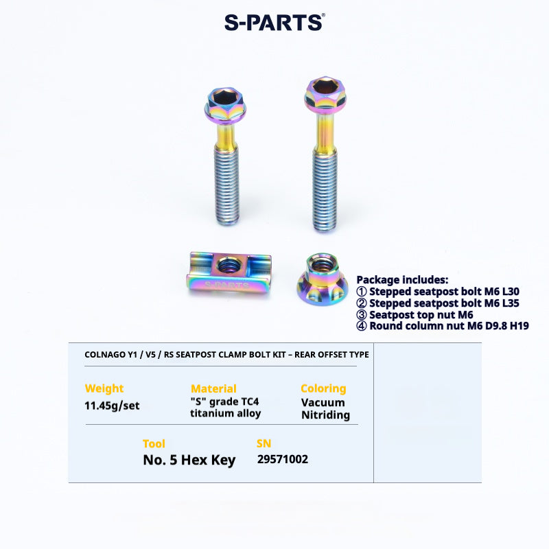 S-PARTS TC4 Titanium Bolt Kit for Colnago Y1RS | Frame & Cockpit Screw Upgrade