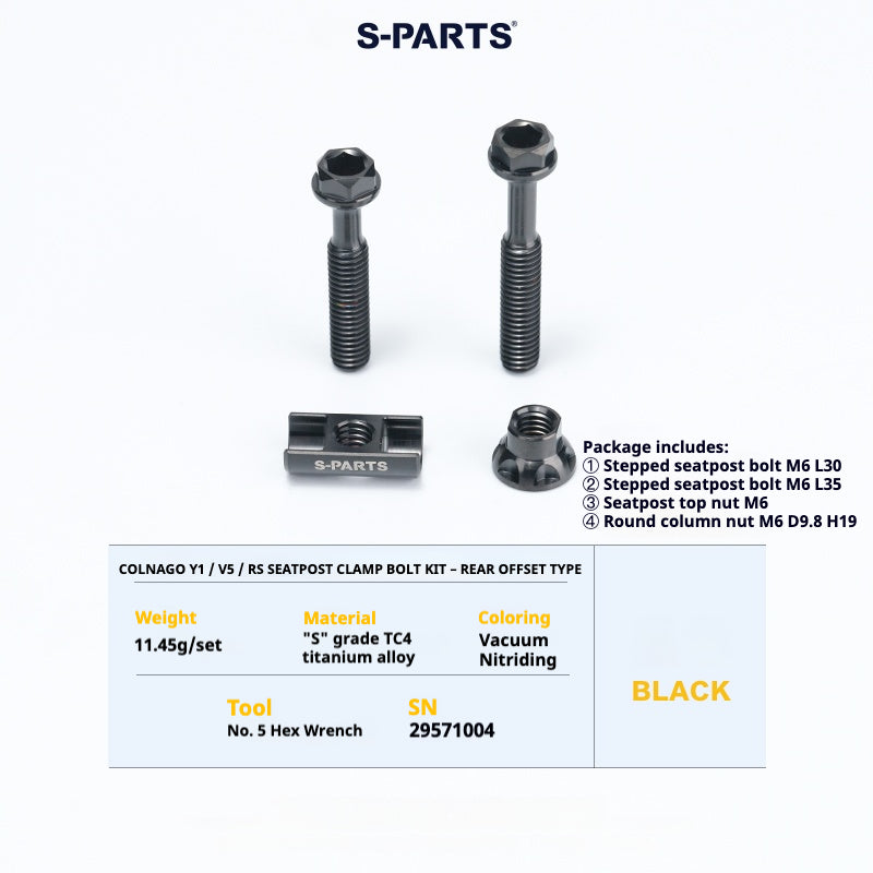 S-PARTS TC4 Titanium Bolt Kit for Colnago Y1RS | Frame & Cockpit Screw Upgrade