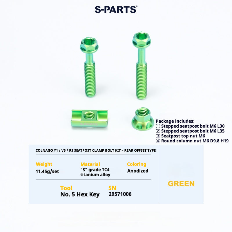 S-PARTS TC4 Titanium Bolt Kit for Colnago Y1RS | Frame & Cockpit Screw Upgrade