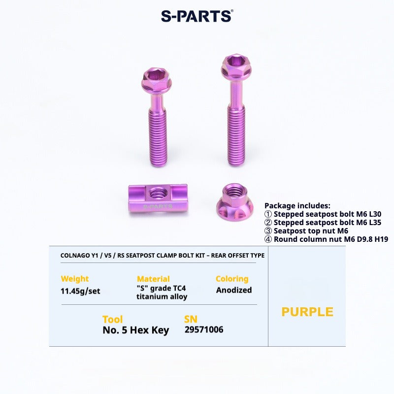 S-PARTS TC4 Titanium Bolt Kit for Colnago Y1RS | Frame & Cockpit Screw Upgrade