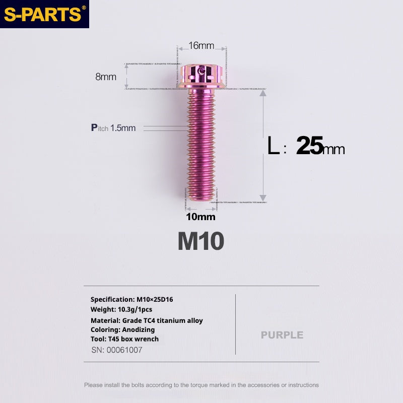 Tornillos de titanio SPARTS Purple A3 Series M10 L12-120 mm para motocicletas y automóviles