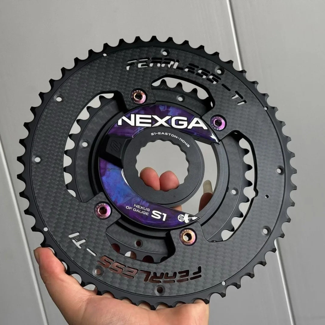 Fearless-Ti Carbon Fiber Chainrings 110BCD 4-Bolt|50-34 / 52-36 / 54-40 / 54-38|For XXE GP3 & SRAM RED|Titanium Bolts Included